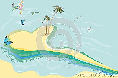 Series of relax summer backgrounds with sunlight and sea beach. Vector Illustration